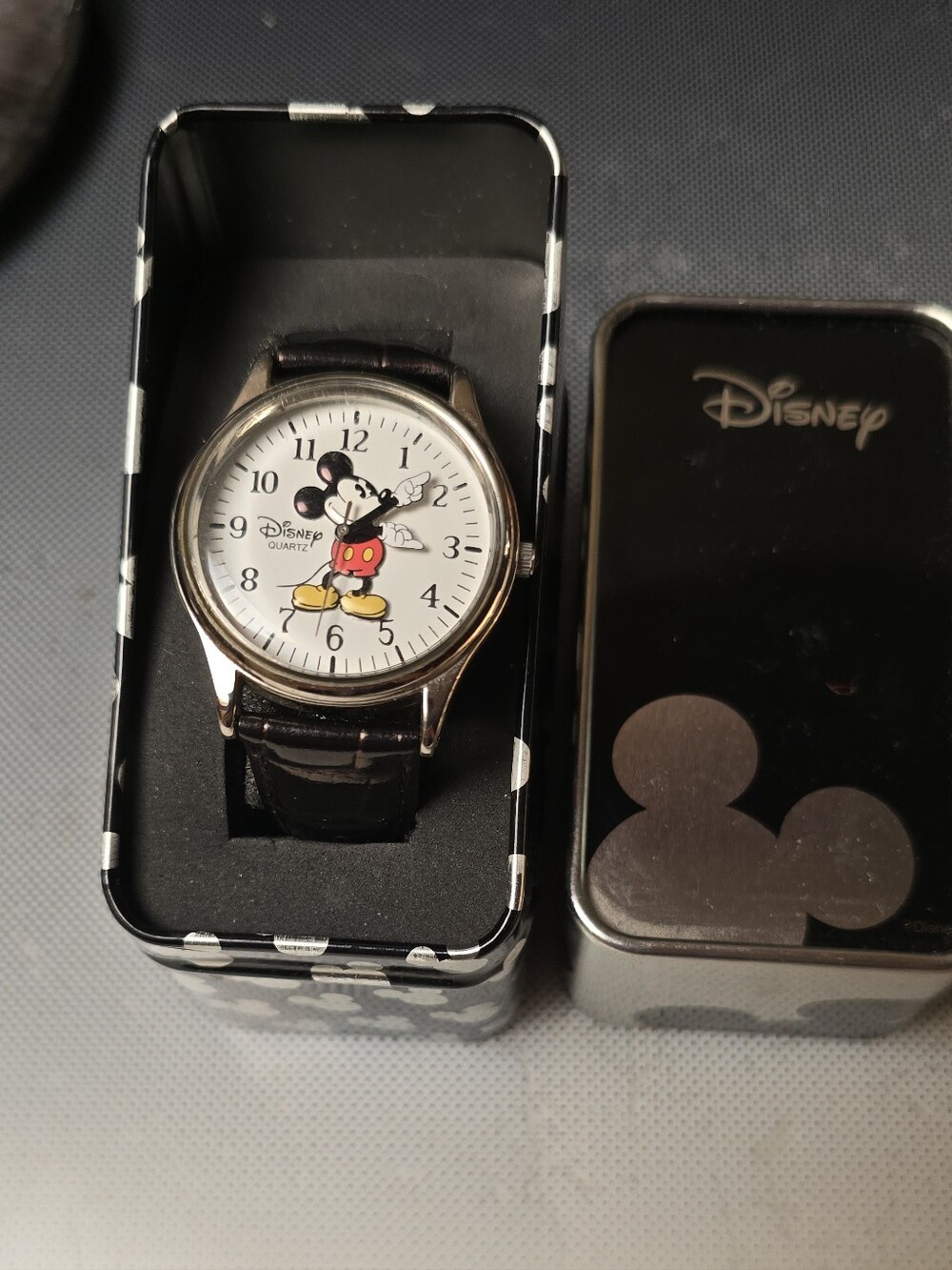 Disney Mickey Mouse Watch with Black Strap and White Dial